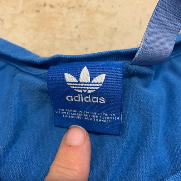 💙 Adidas Originals Blue Trefoil Logo Cropped Tank Top XS - Picture 2 of 6